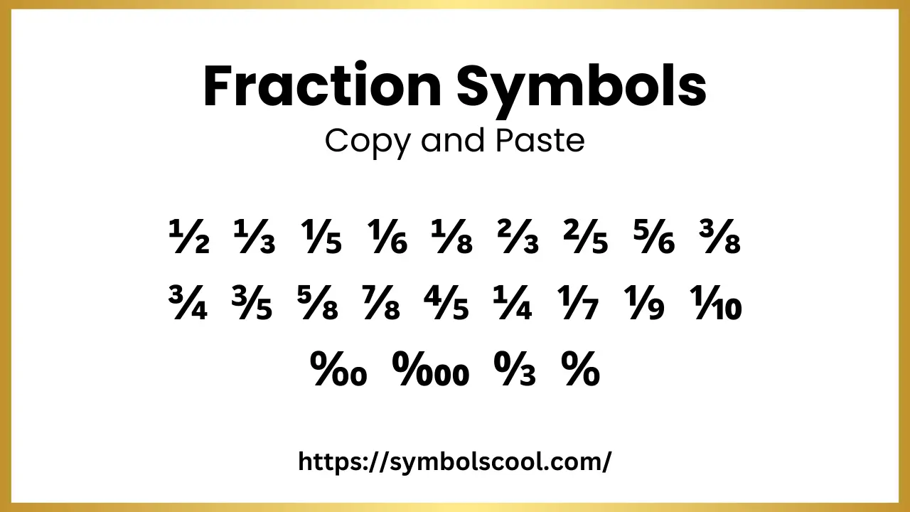 Get All Fraction Symbols Copy Paste